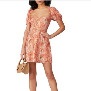 Thar East Order Orange Leopard Print Mini Dress
